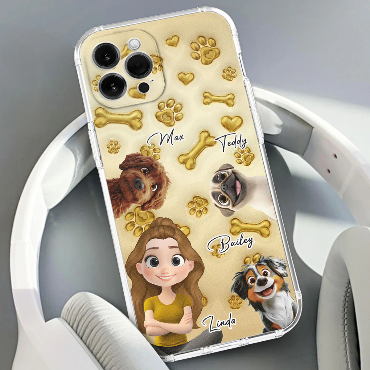 Gold Glitter Dog Mom - Personalized Custom 3D Effect Phone Case - Image 3