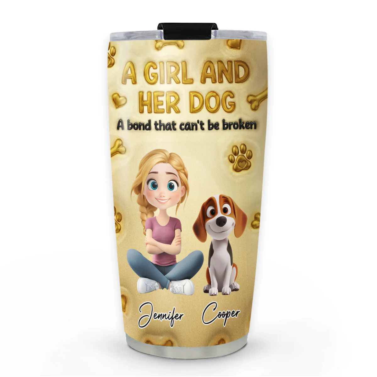 Gold Glitter Dog Mom - Personalized Custom 3D Effect Tumbler