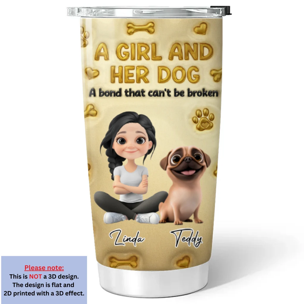 Gold Glitter Dog Mom - Personalized Custom 3D Effect Tumbler - Image 5