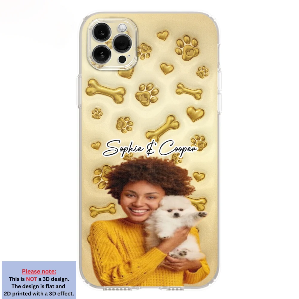 Gold Glitter Dog Mom Photo - Personalized Custom 3D Effect Phone Case - Image 12