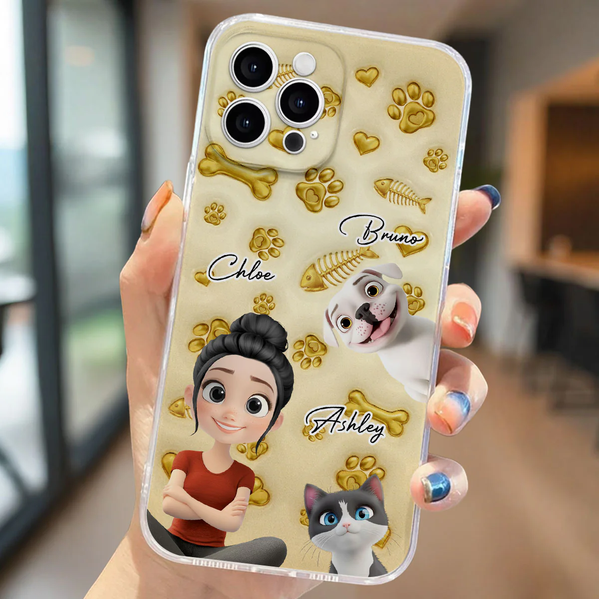 Gold Glitter Pet Mom - Personalized Custom 3D Effect Phone Case - Image 2