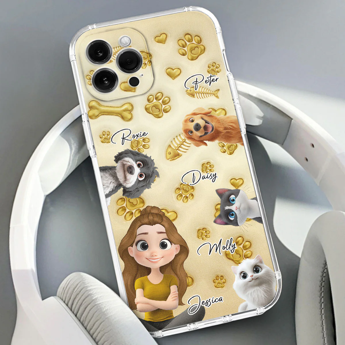 Gold Glitter Pet Mom - Personalized Custom 3D Effect Phone Case - Image 4