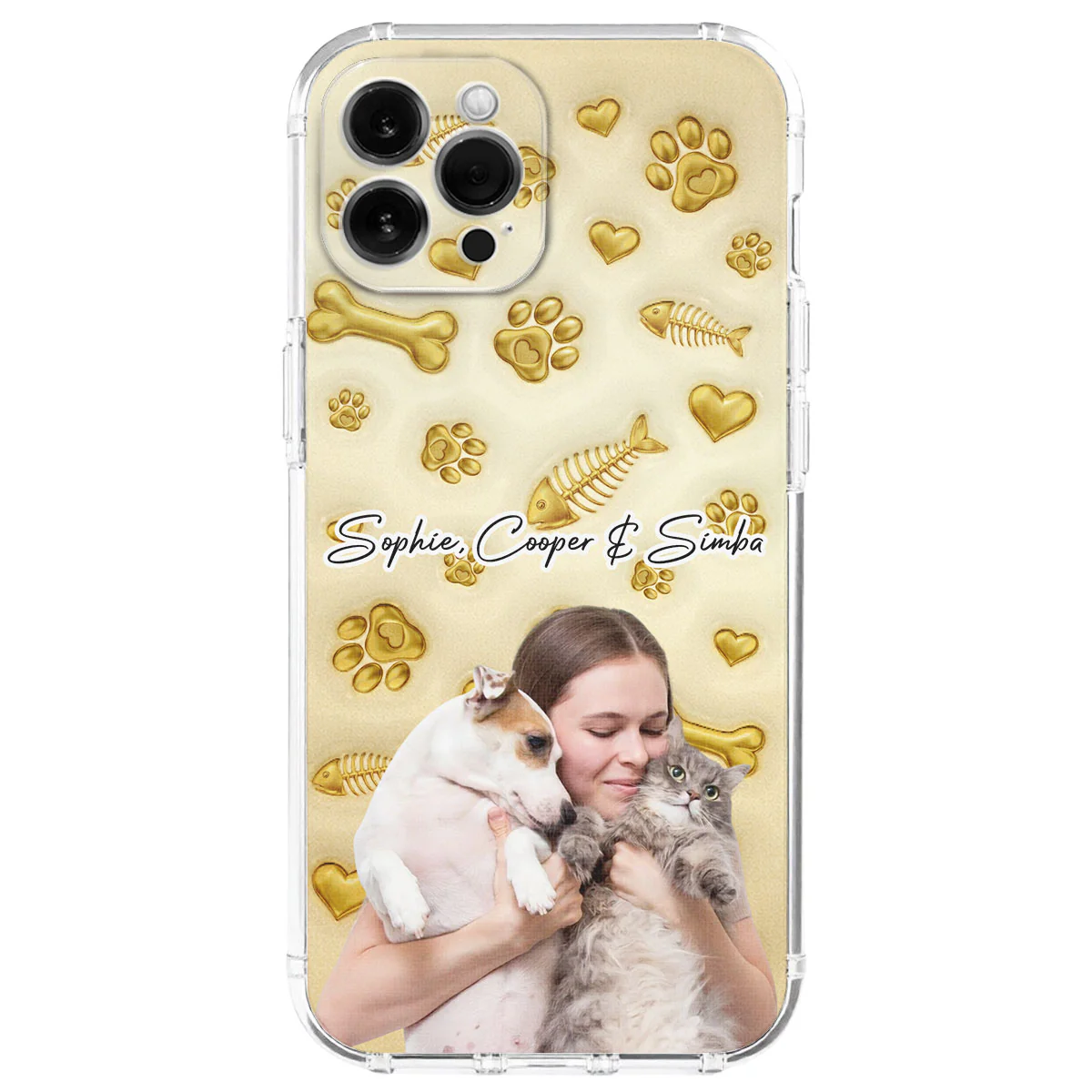 Gold Glitter Pet Mom Photo - Personalized Custom 3D Effect Phone Case