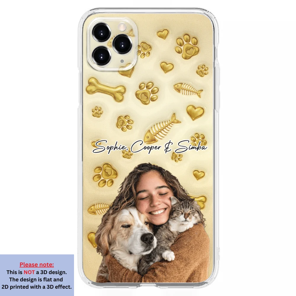 Gold Glitter Pet Mom Photo - Personalized Custom 3D Effect Phone Case - Image 10