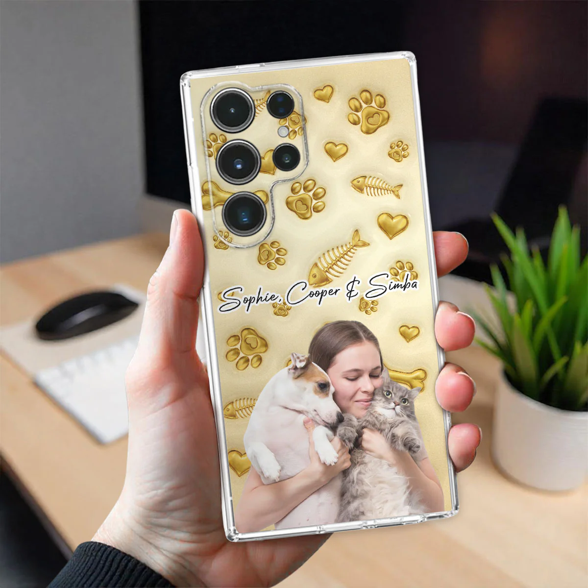 Gold Glitter Pet Mom Photo - Personalized Custom 3D Effect Phone Case - Image 5