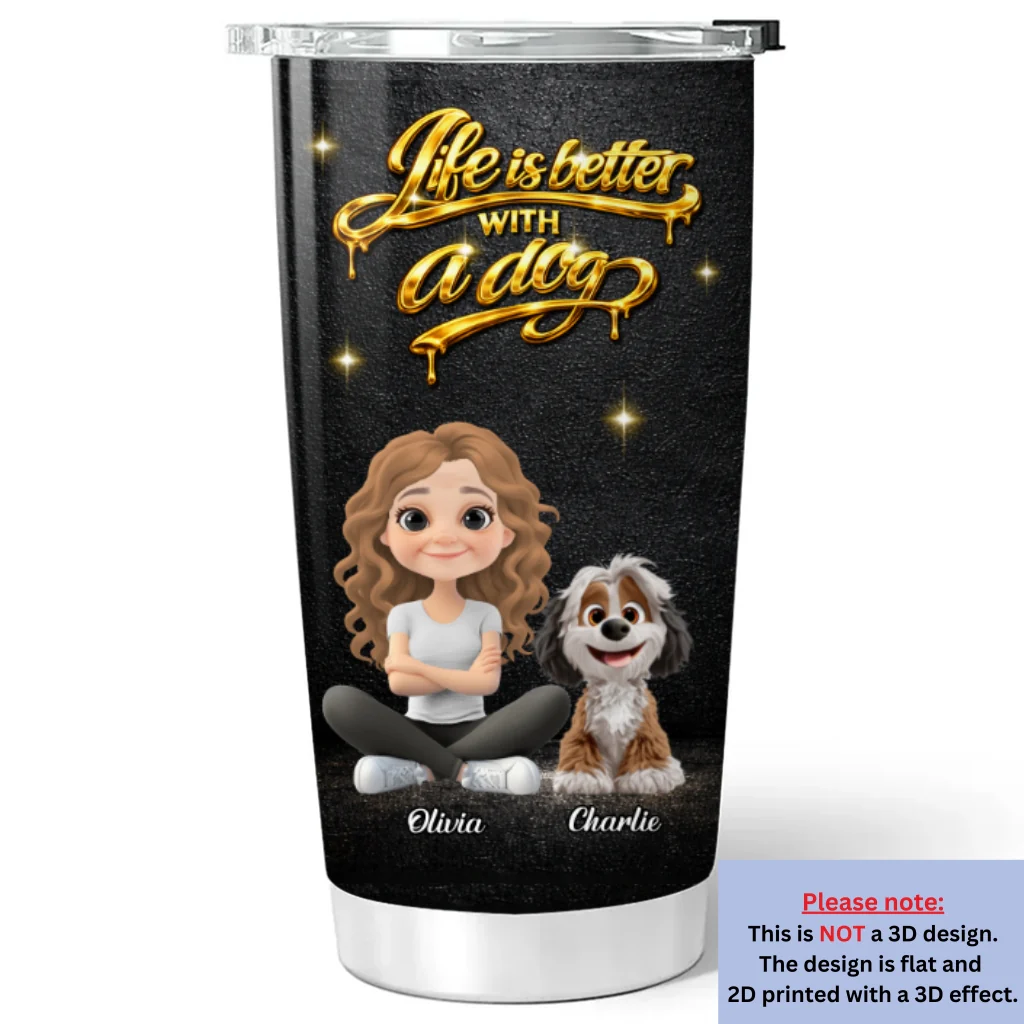 Golden Dog Mom - Personalized Custom 3D Effect Tumbler - Image 5