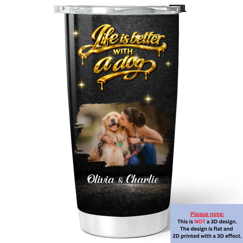 Golden Dog Mom Photo - Personalized Custom 3D Effect Tumbler - Image 5