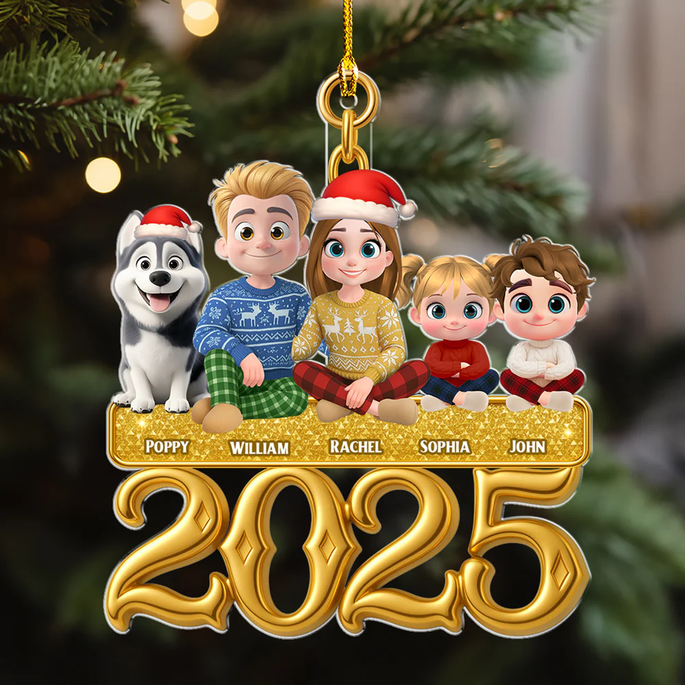 Golden Family - Personalized Custom Acrylic Ornament - Image 4