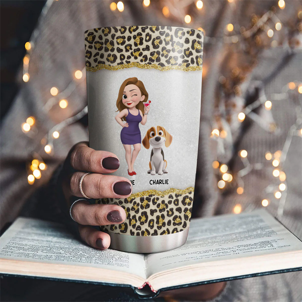 Golden Mom - Personalized Custom 3D Inflated Effect Tumbler - Image 2