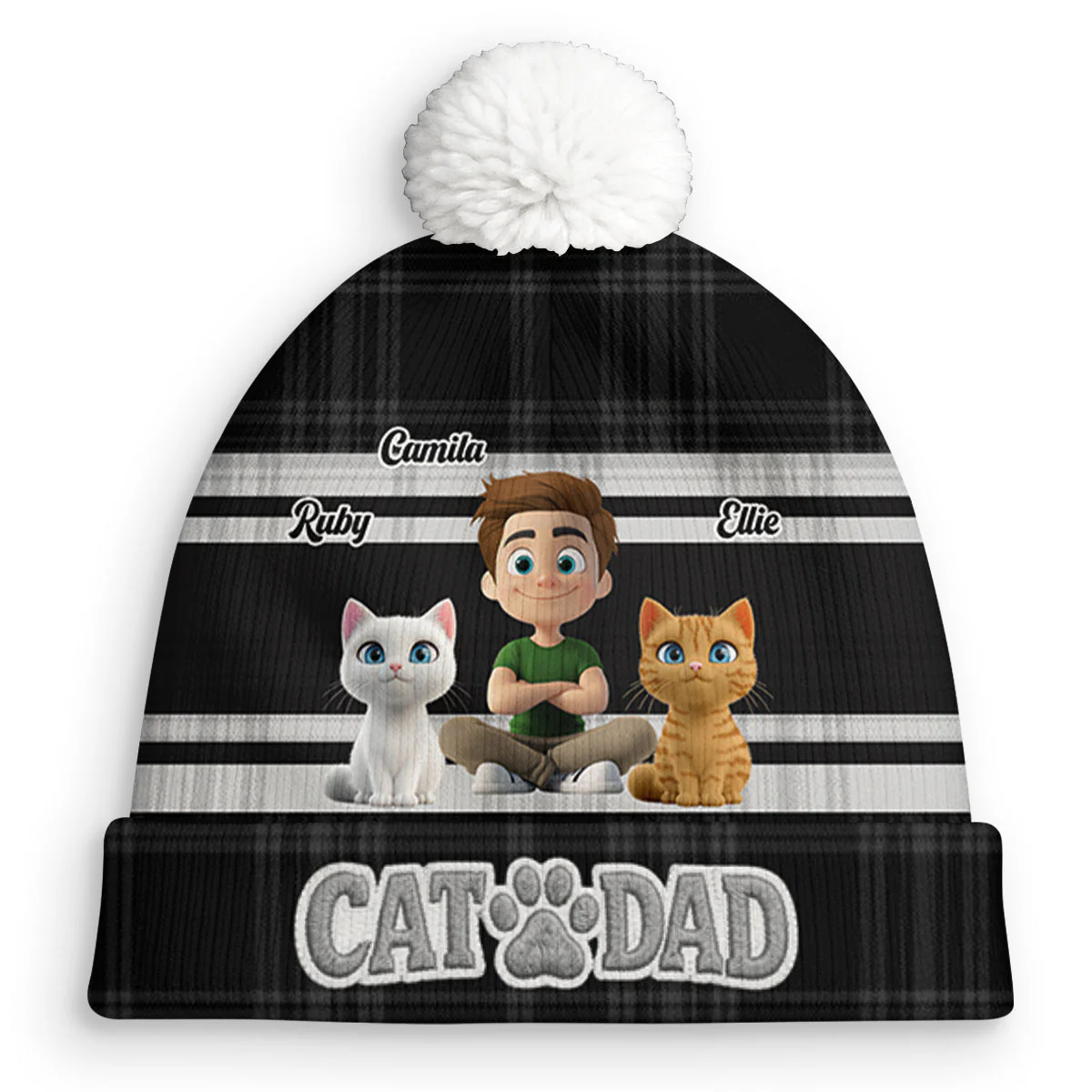 Good Days With Cats - Personalized Custom 3D Effect Bobble Beanie Hat