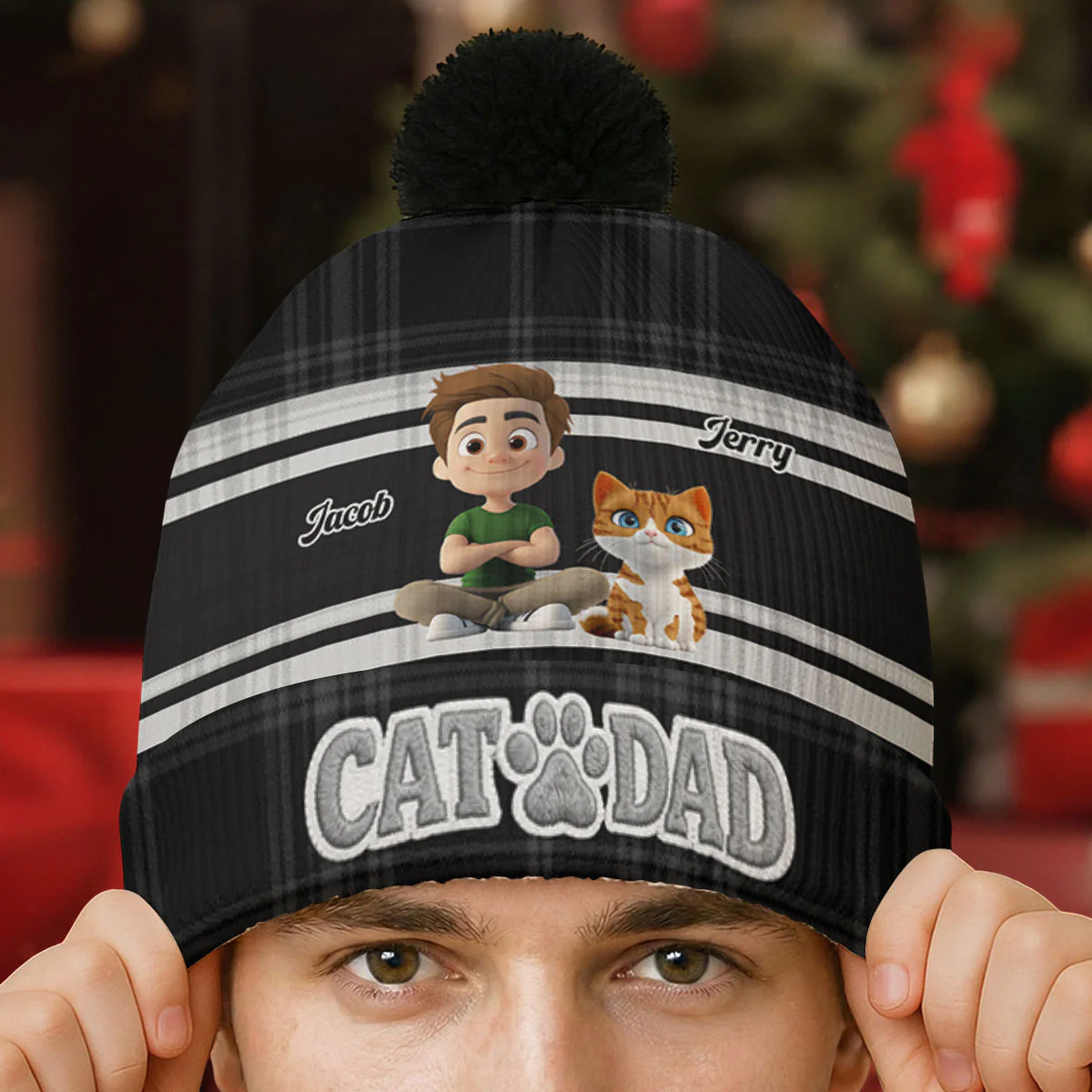 Good Days With Cats - Personalized Custom 3D Effect Bobble Beanie Hat - Image 3
