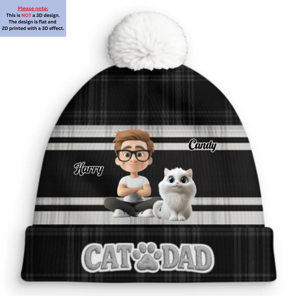 Good Days With Cats - Personalized Custom 3D Effect Bobble Beanie Hat - Image 6