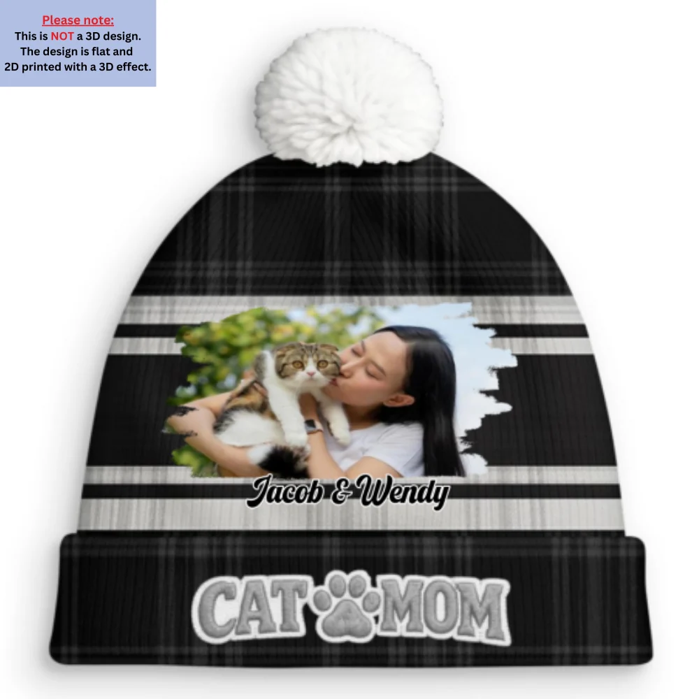 Good Days With Cats Photo - Personalized Custom 3D Effect Bobble Beanie Hat - Image 4