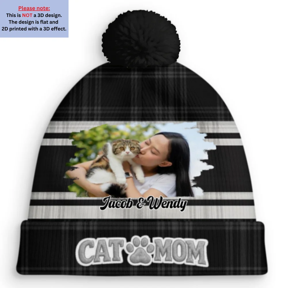Good Days With Cats Photo - Personalized Custom 3D Effect Bobble Beanie Hat - Image 5