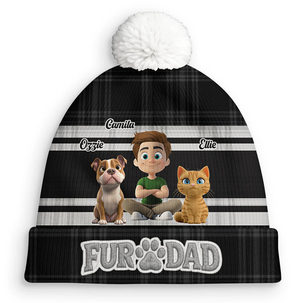 Good Days With Them - Personalized Custom 3D Effect Bobble Beanie Hat