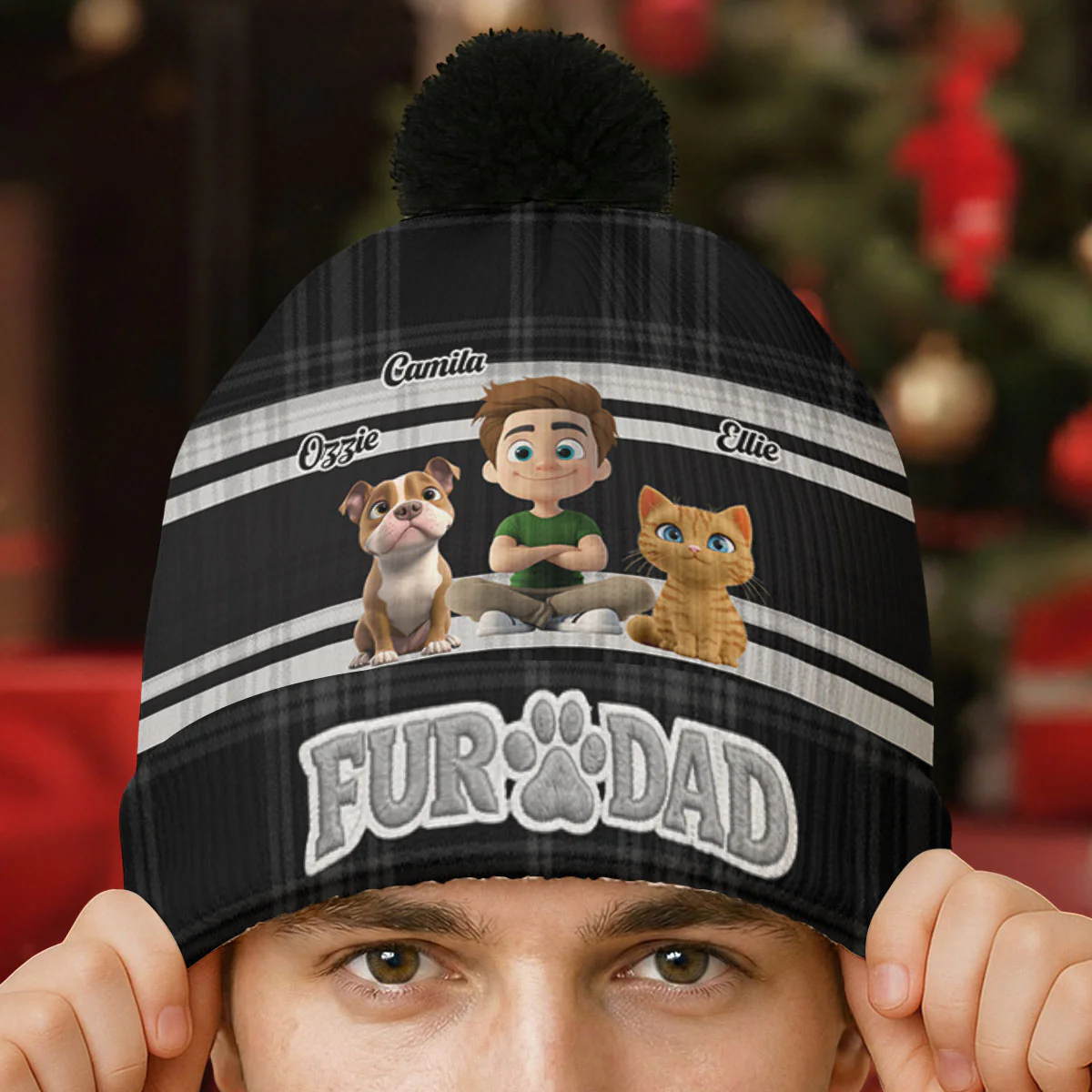 Good Days With Them - Personalized Custom 3D Effect Bobble Beanie Hat - Image 2