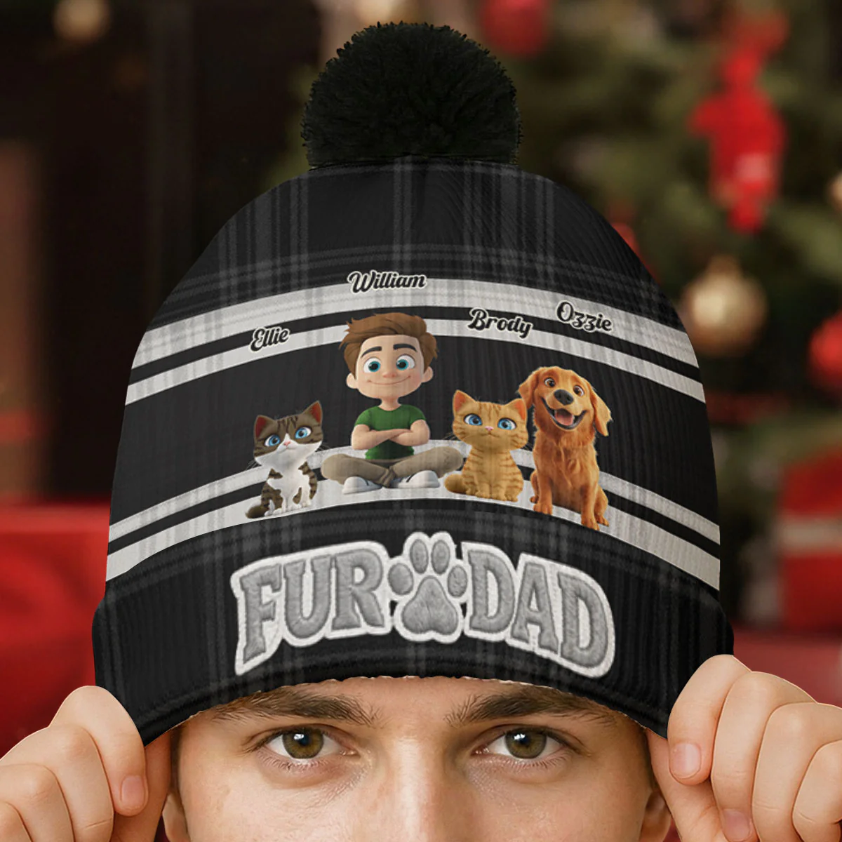 Good Days With Them - Personalized Custom 3D Effect Bobble Beanie Hat - Image 3