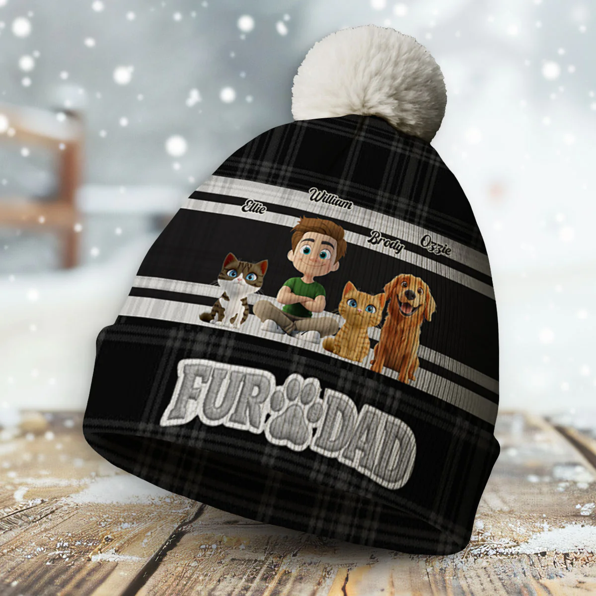 Good Days With Them - Personalized Custom 3D Effect Bobble Beanie Hat - Image 4
