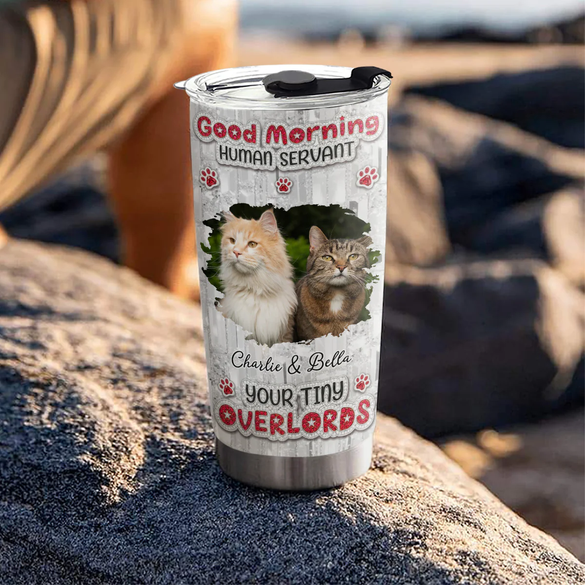 Good Morning Human Servant Photo - Personalized Custom 3D Effect Tumbler - Image 4