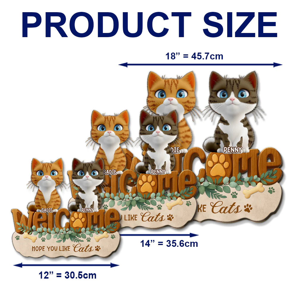 Greetings To Cats - Personalized Custom 3D Effect Wood Sign - Image 6