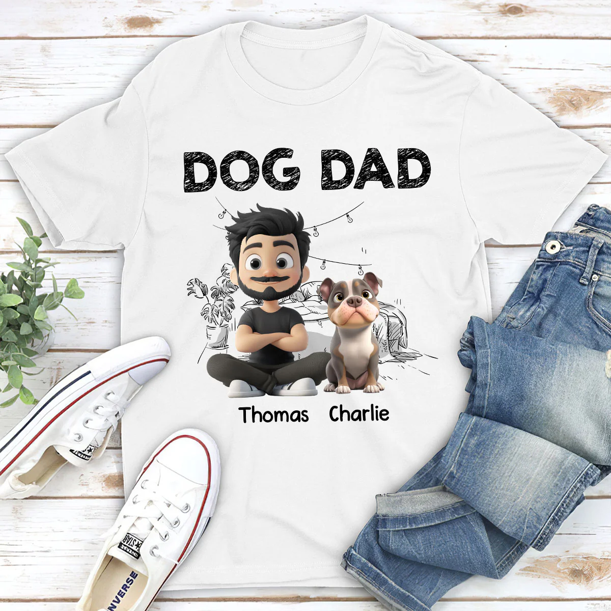 Handsome Dad Christmas - Personalized Custom Unisex T-Shirt - Image 2