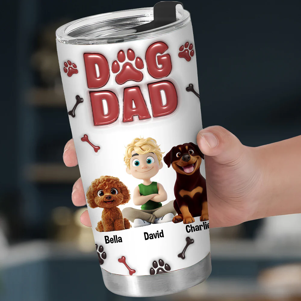 Handsome Dog Daddy - Personalized Custom 3D Inflated Effect Tumbler - Image 4