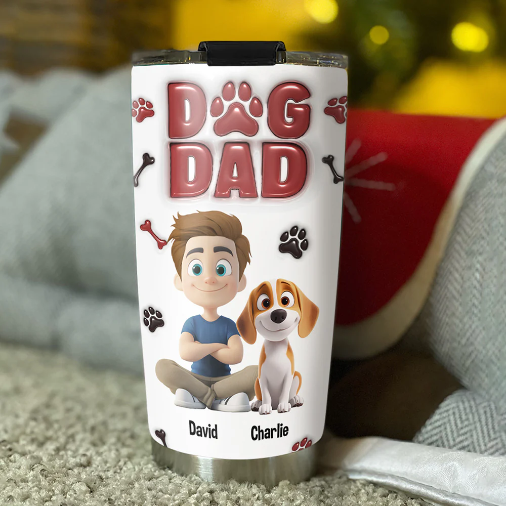 Handsome Dog Daddy - Personalized Custom 3D Inflated Effect Tumbler - Image 5