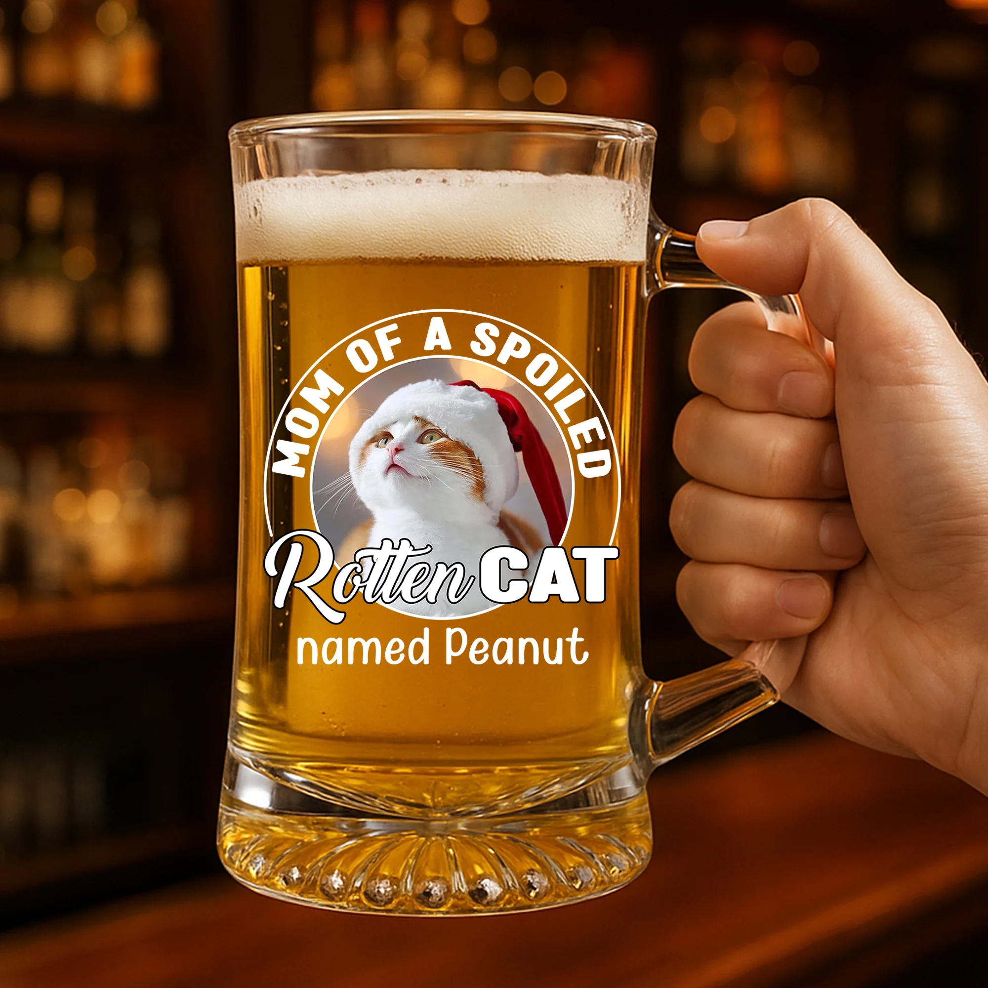 Handsome Parents Of Cat Chibi Photo - Personalized Custom Beer Glass With Handle
