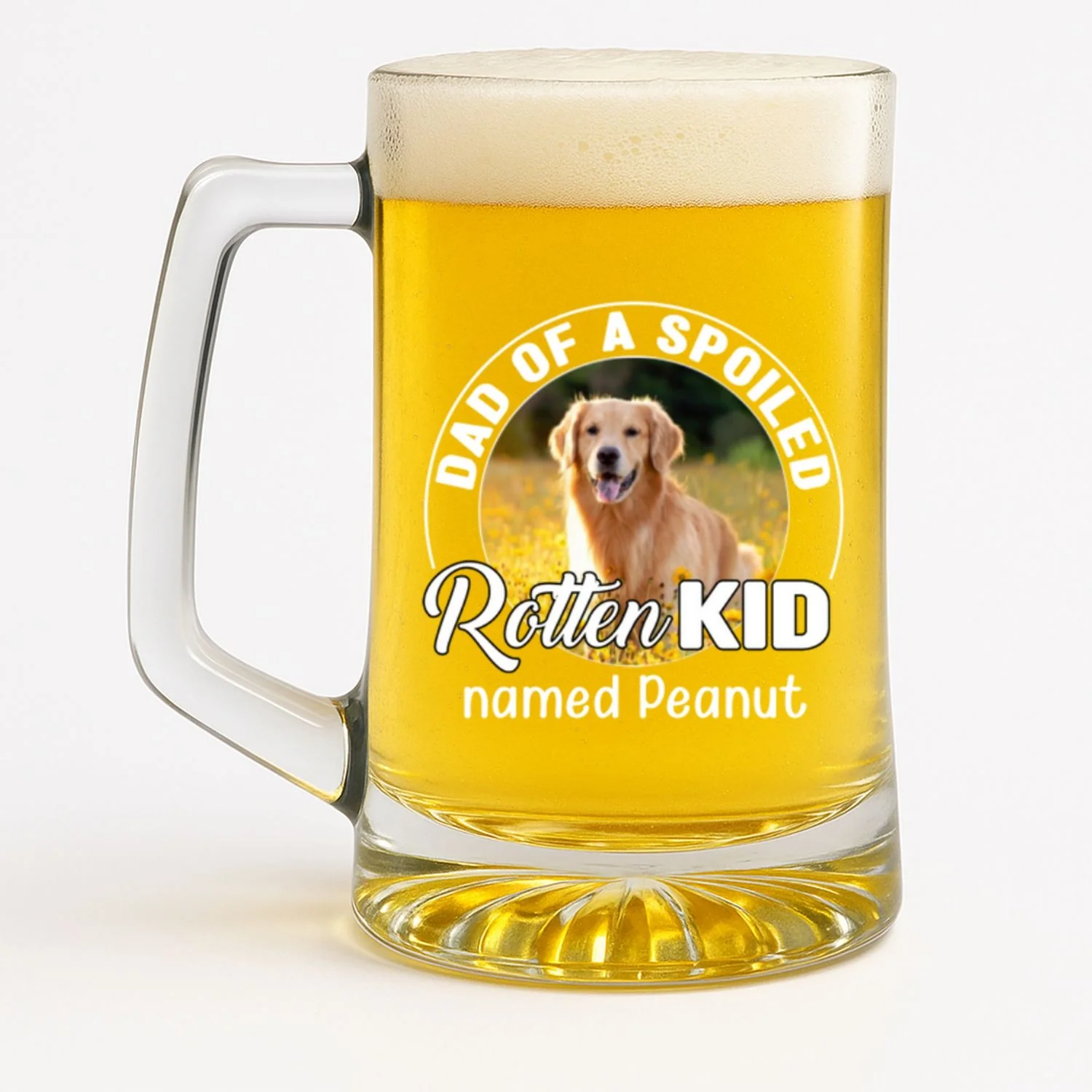 Handsome Parents Of Pet Chibi Photo - Personalized Custom Beer Glass With Handle - Image 6