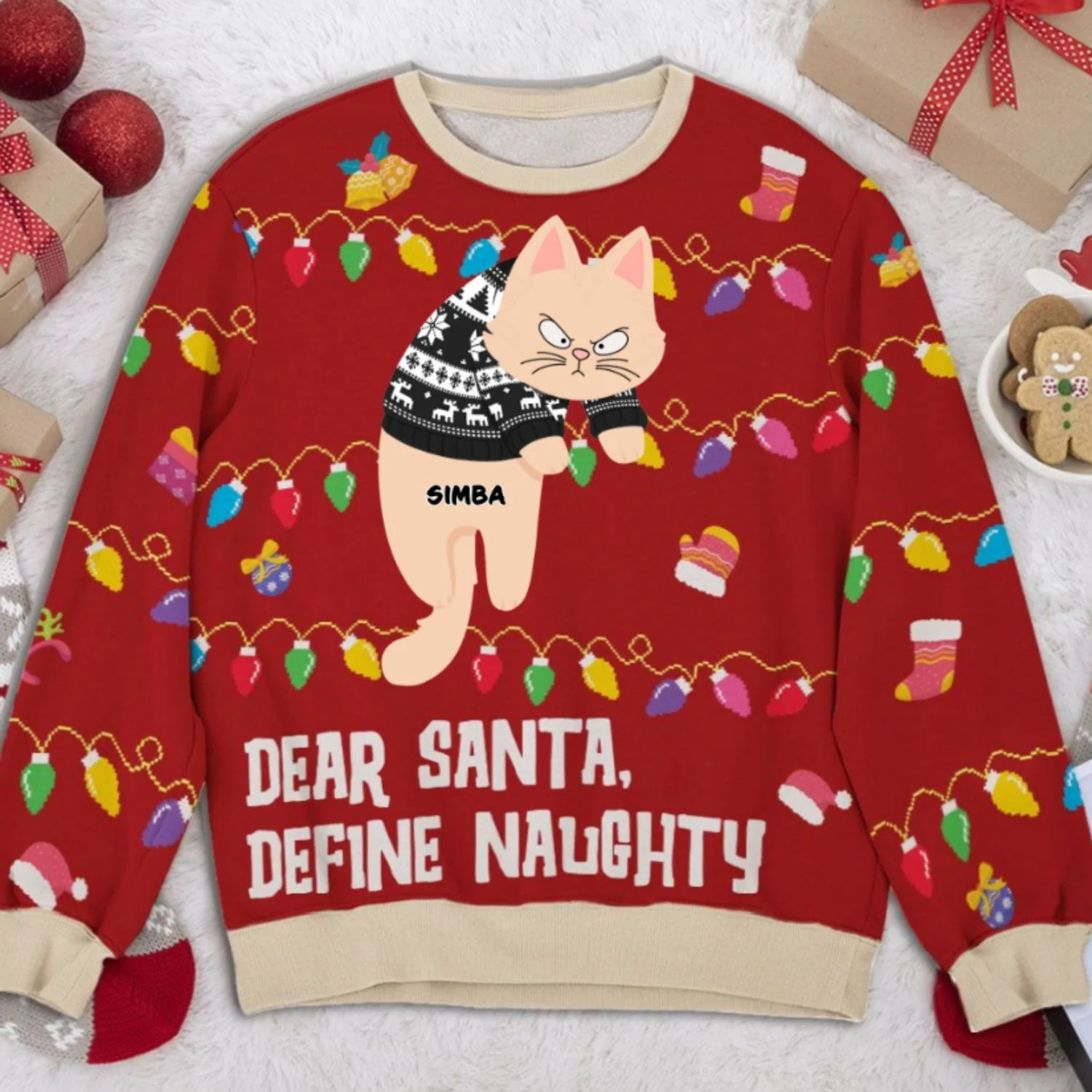 Hanging Cat Christmas 4 - Personalized Custom All-Over-Print Sweatshirt - Image 6