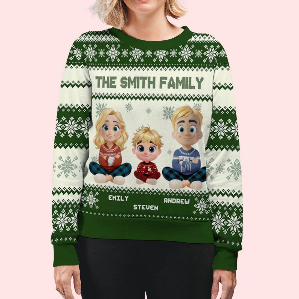 Happy Holiday Season Snowman Family - Personalized Custom All-Over-Print Sweatshirt - Image 6