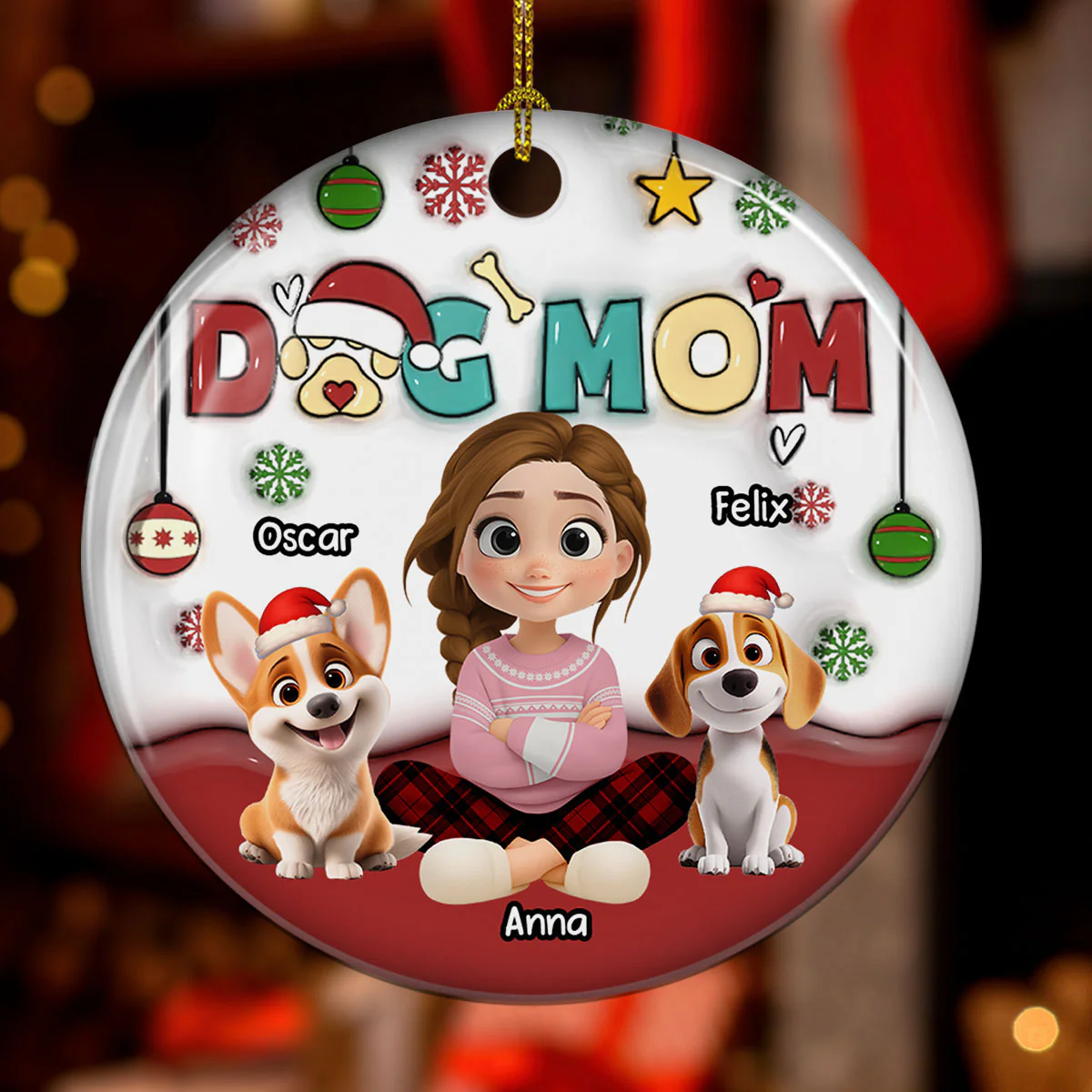 Happy Holiday With My Lovely Dog - Personalized Custom 3D Inflated Effect Ceramic Ornament - Image 2