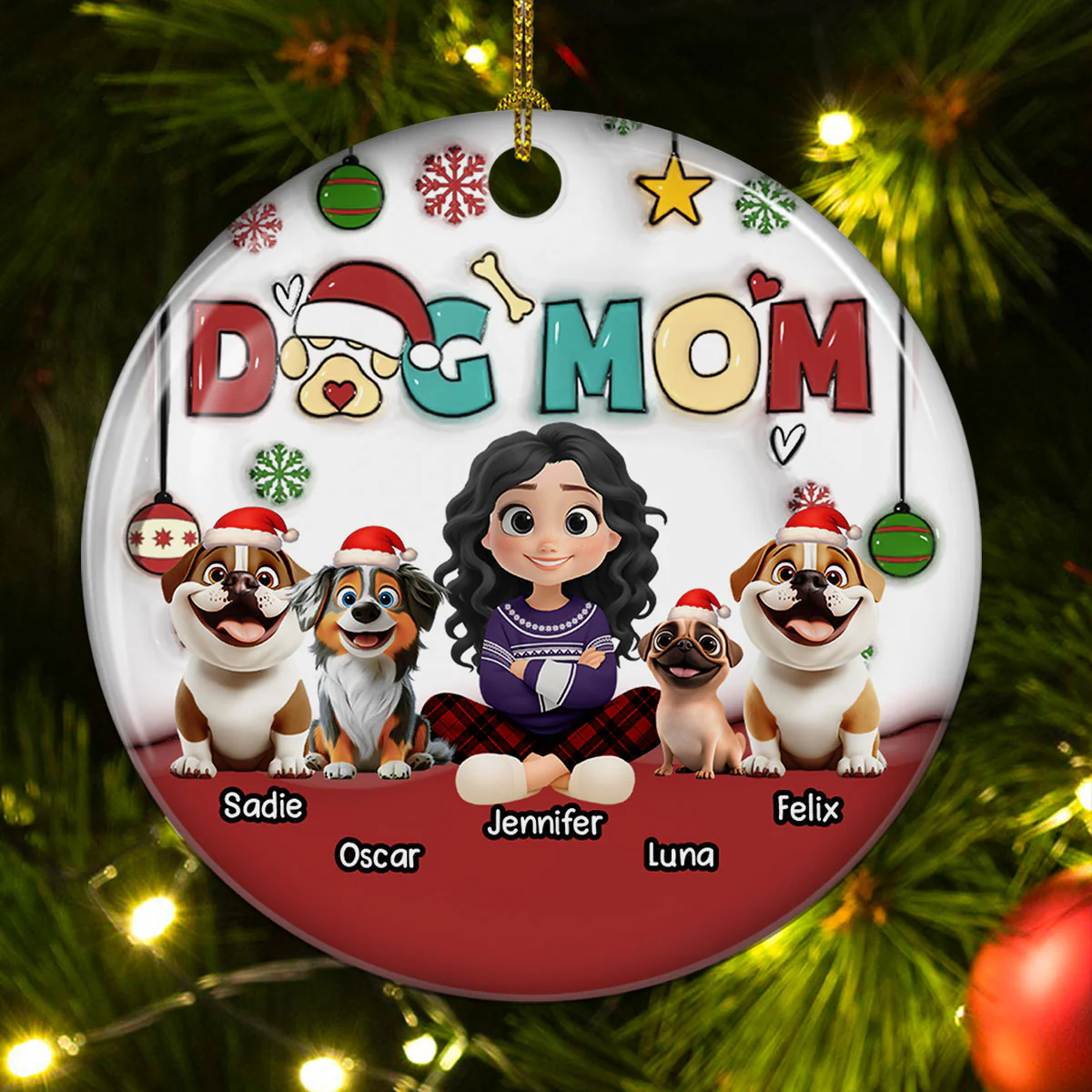 Happy Holiday With My Lovely Dog - Personalized Custom 3D Inflated Effect Ceramic Ornament - Image 4