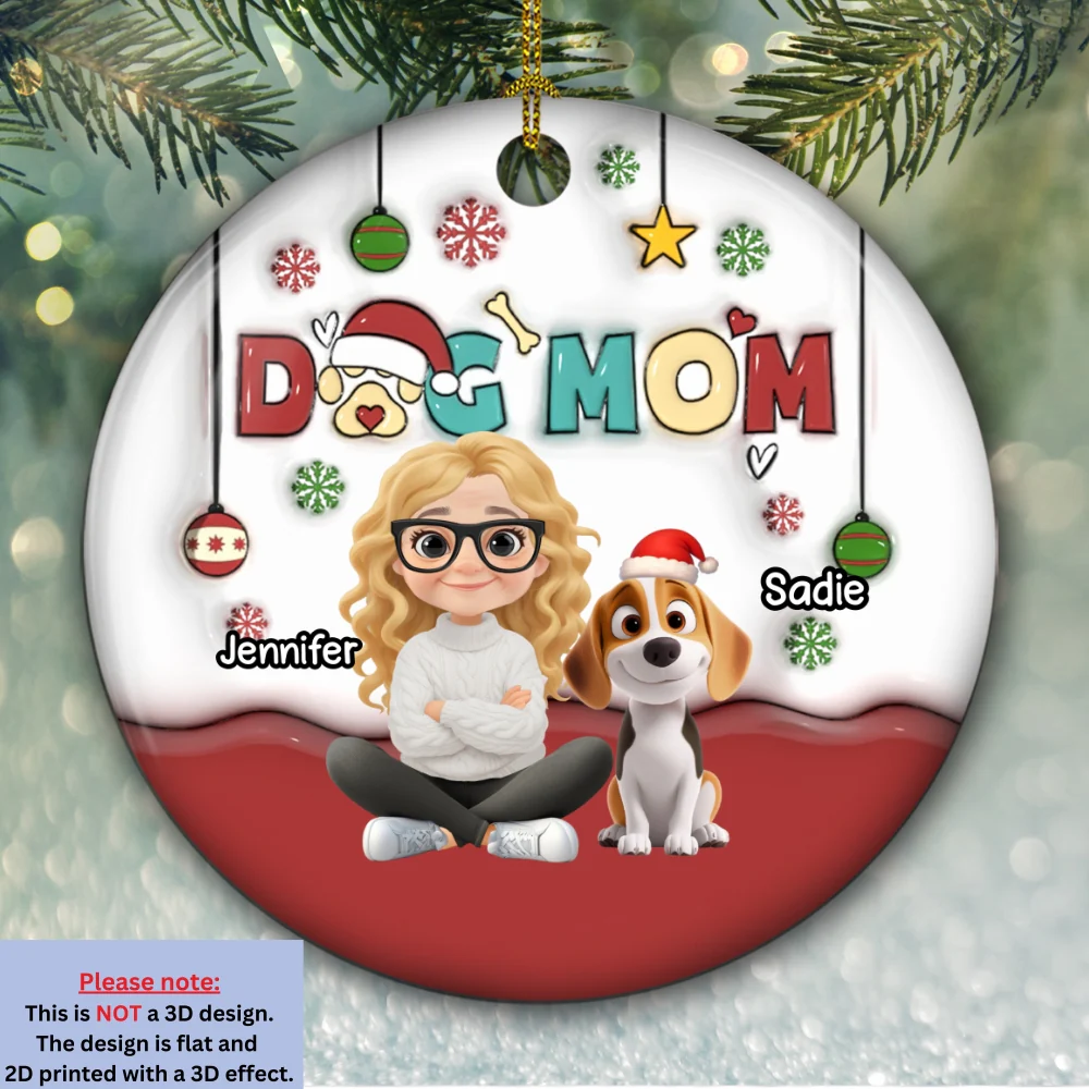 Happy Holiday With My Lovely Dog - Personalized Custom 3D Inflated Effect Ceramic Ornament - Image 5