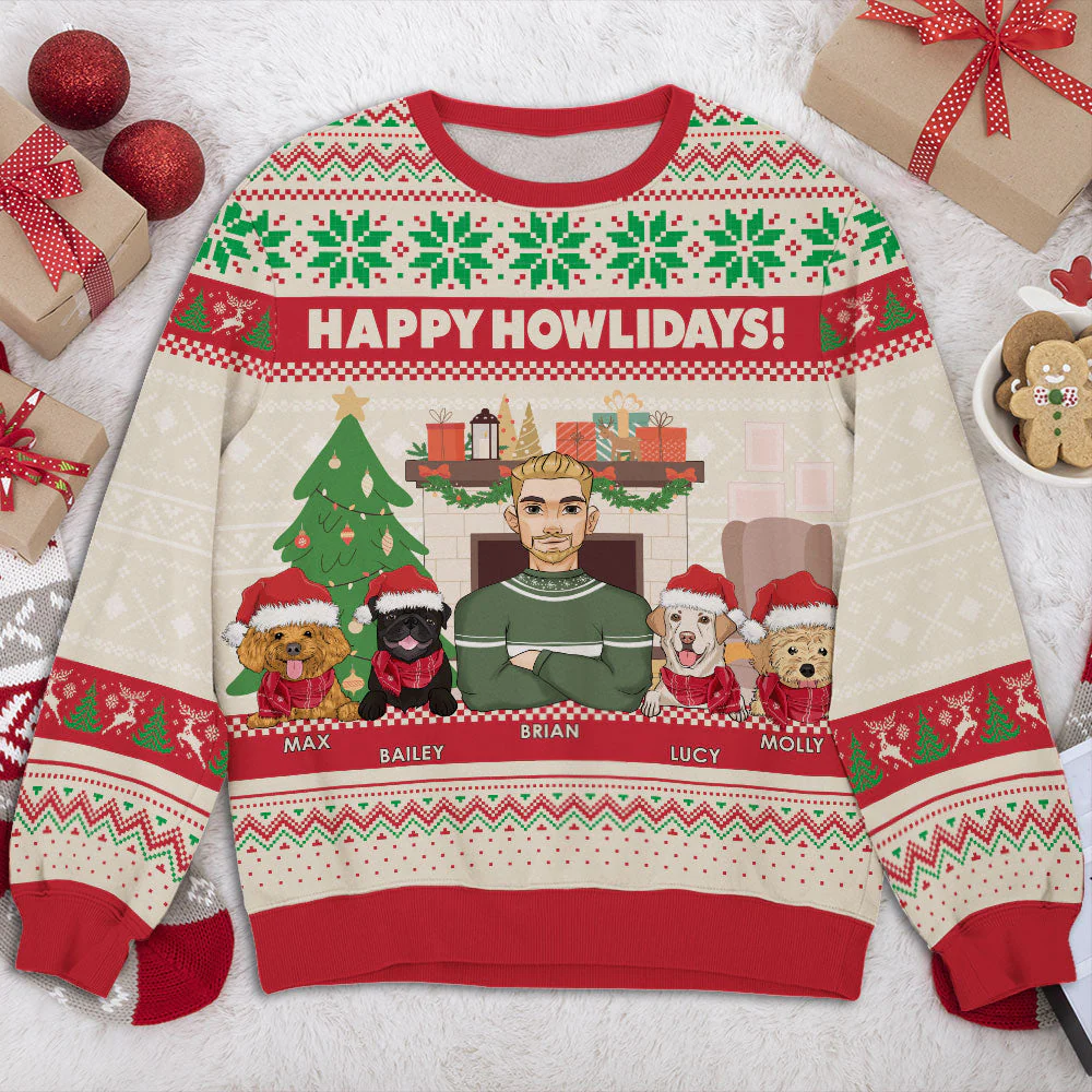 Happy Howlidays - Personalized Custom All-Over-Print Sweatshirt - Image 2