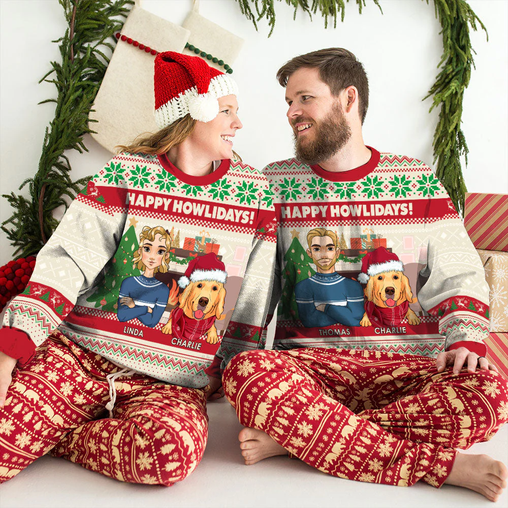 Happy Howlidays - Personalized Custom All-Over-Print Sweatshirt - Image 5