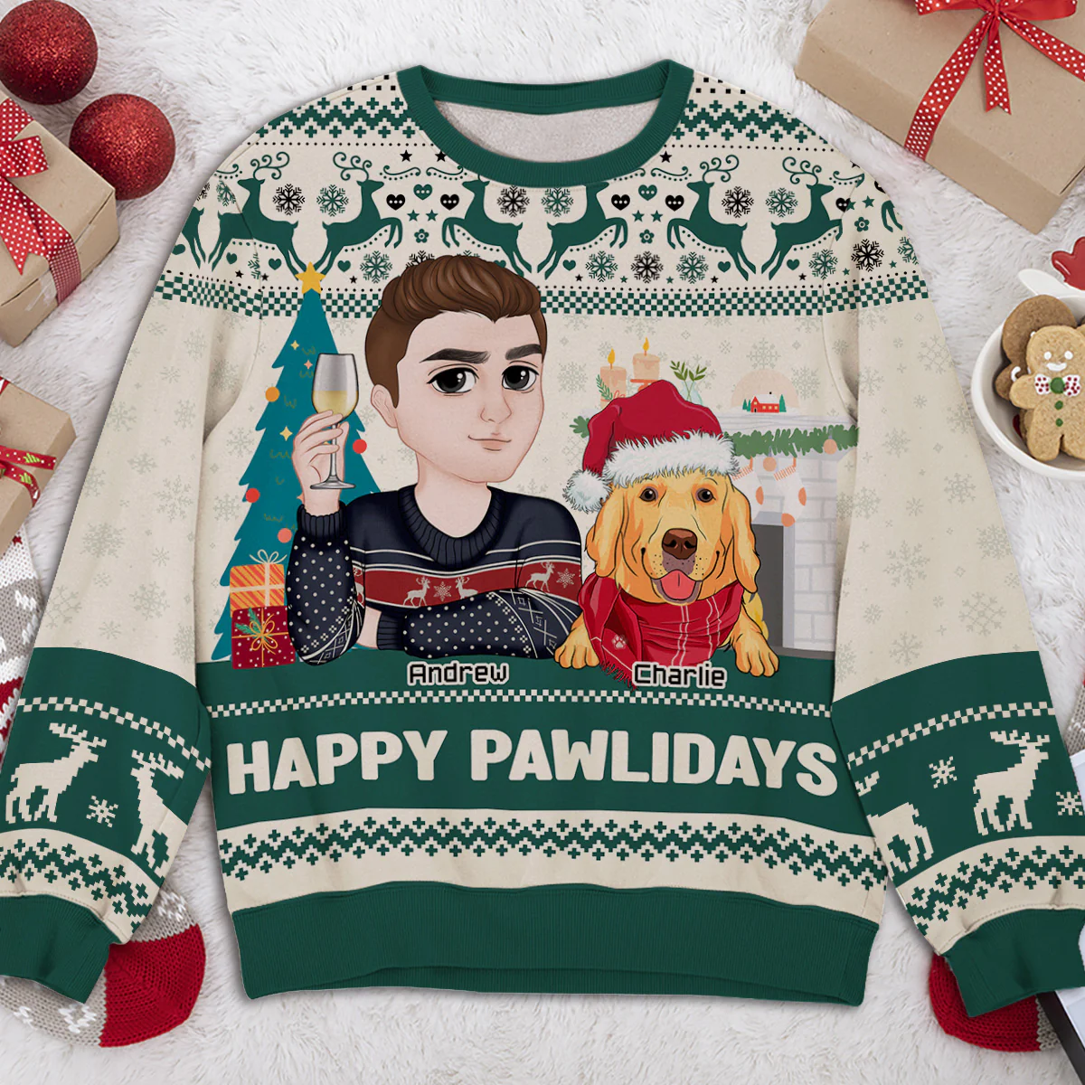 Happy Pawlidays To Fur Mom - Personalized Custom All-Over-Print Sweatshirt - Image 2