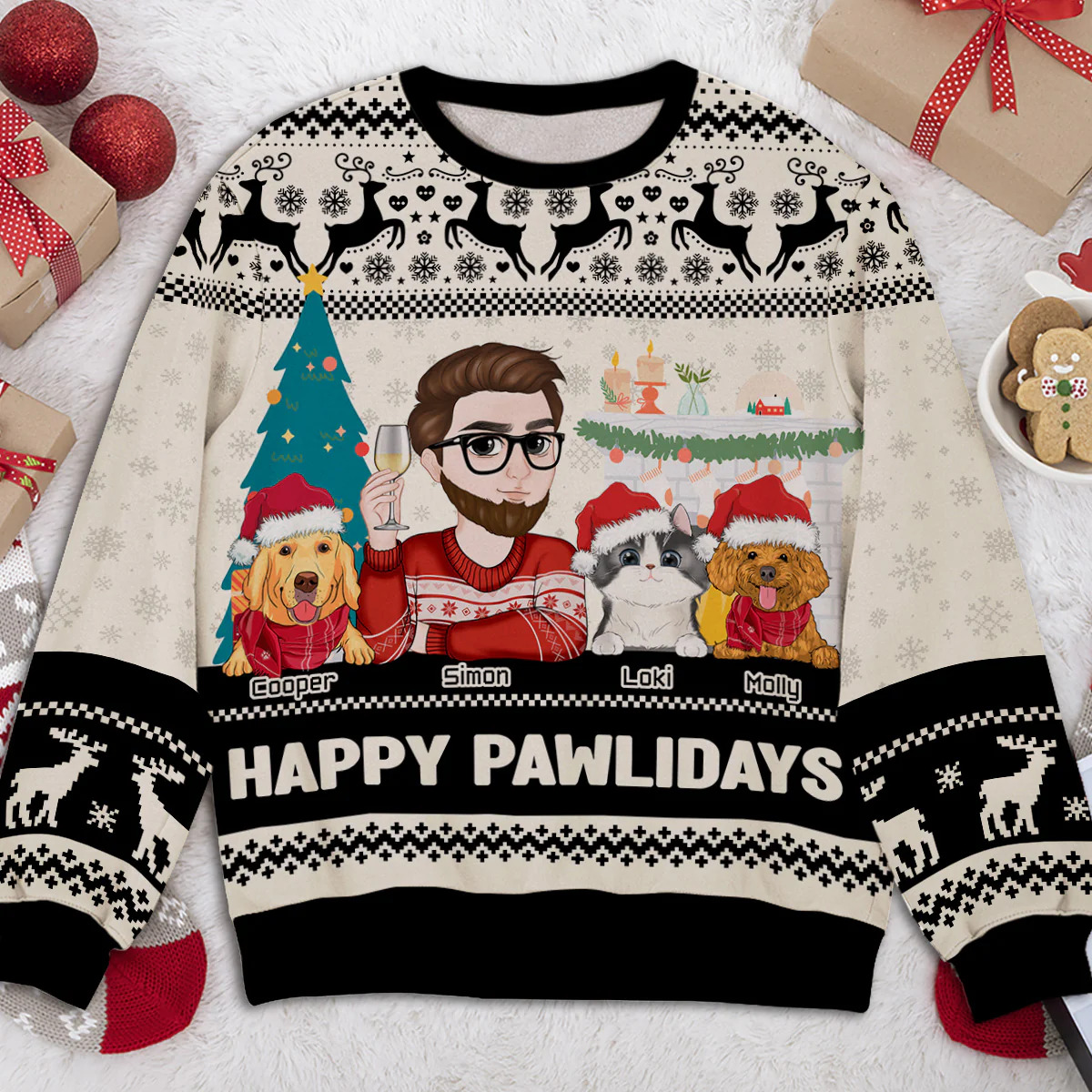 Happy Pawlidays To Fur Mom - Personalized Custom All-Over-Print Sweatshirt - Image 3