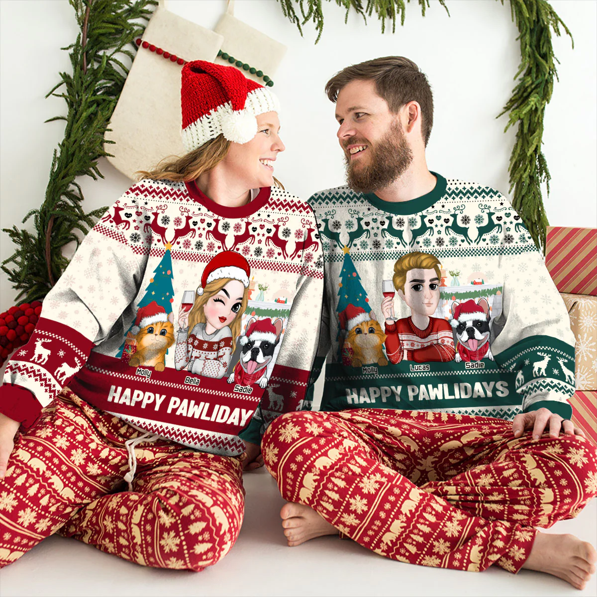 Happy Pawlidays To Fur Mom - Personalized Custom All-Over-Print Sweatshirt - Image 5