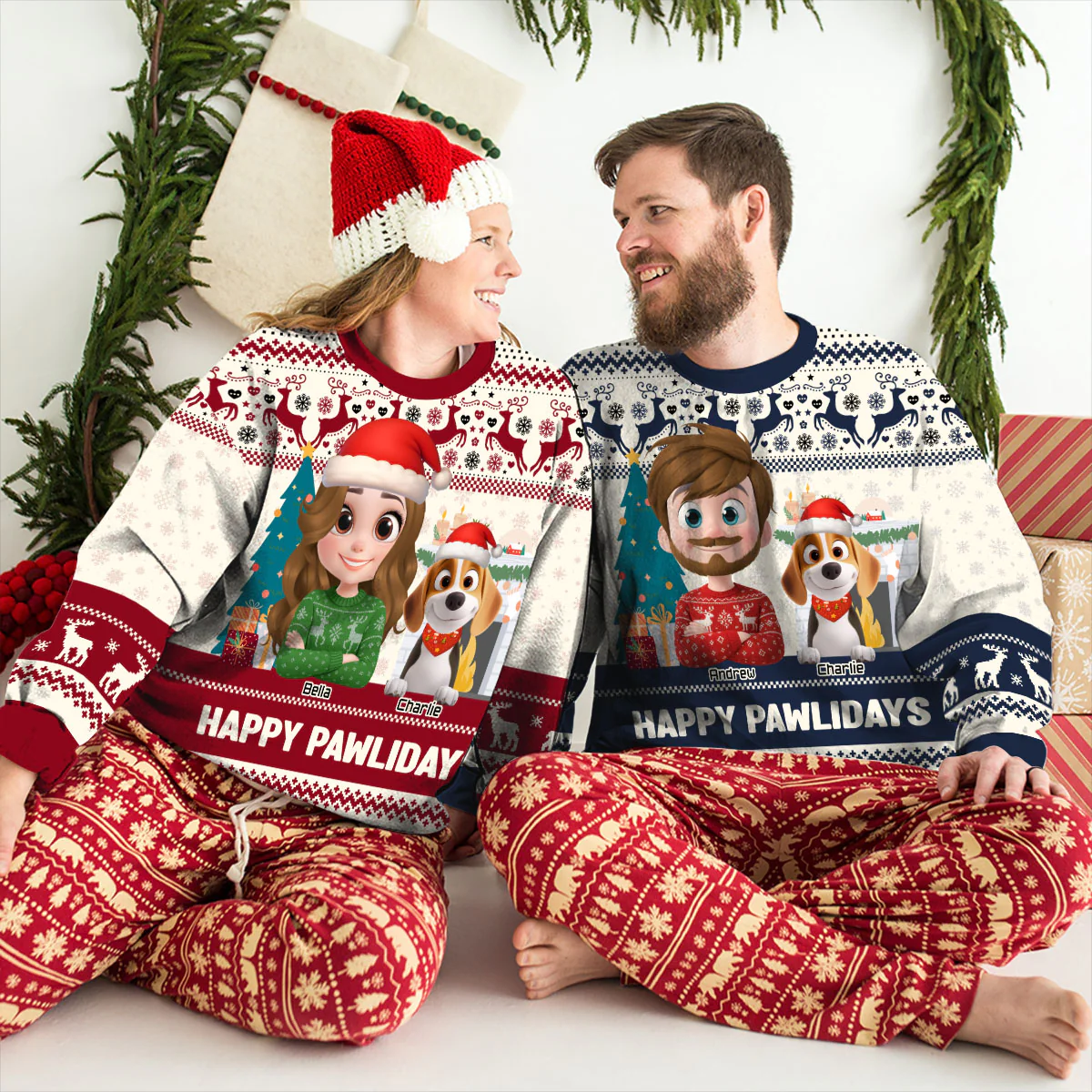 Happy Pawlidays To You Cartoon Version 2 - Personalized Custom All-Over-Print Sweatshirt - Image 5