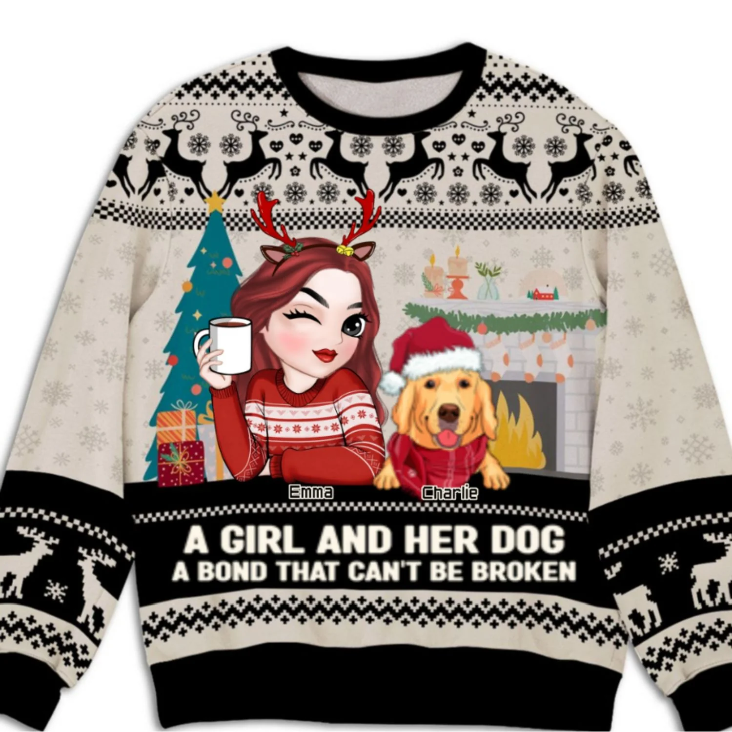 Happy Pawlidays To You My Dog Mom - Personalized Custom All-Over-Print Sweatshirt - Image 4