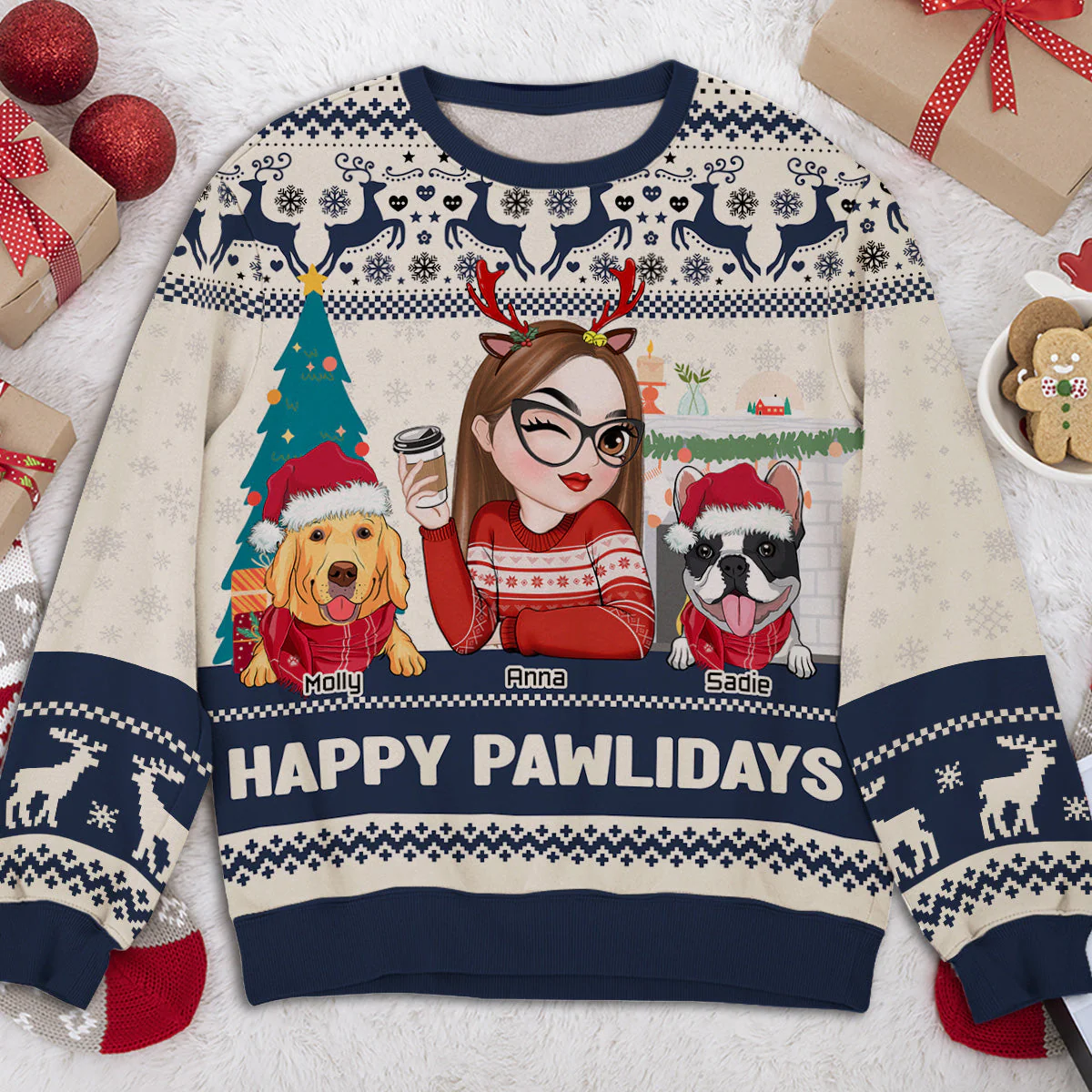 Happy Pawlidays To You - Personalized Custom All-Over-Print Sweatshirt - Image 3