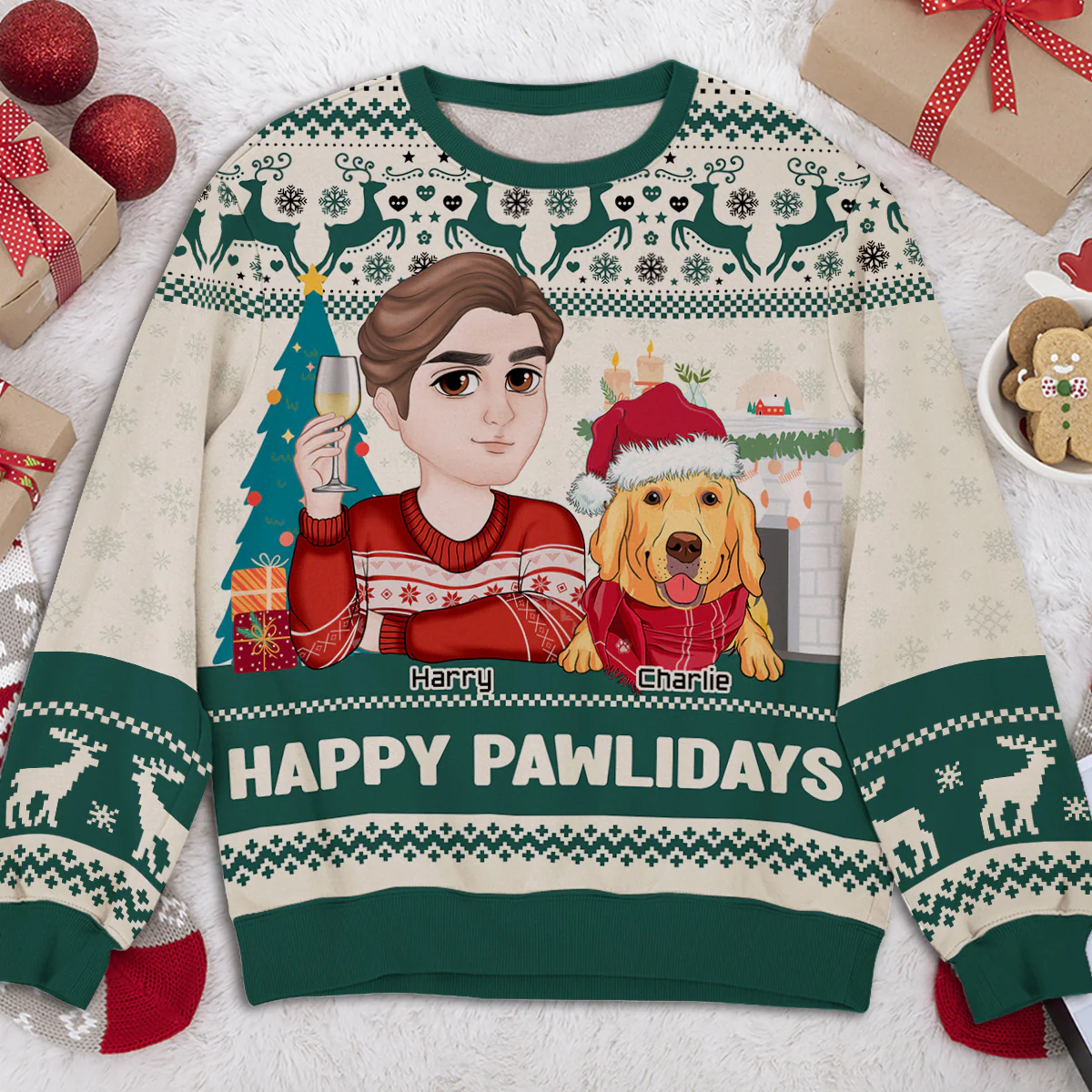 Happy Pawlidays To You - Personalized Custom All-Over-Print Sweatshirt - Image 2
