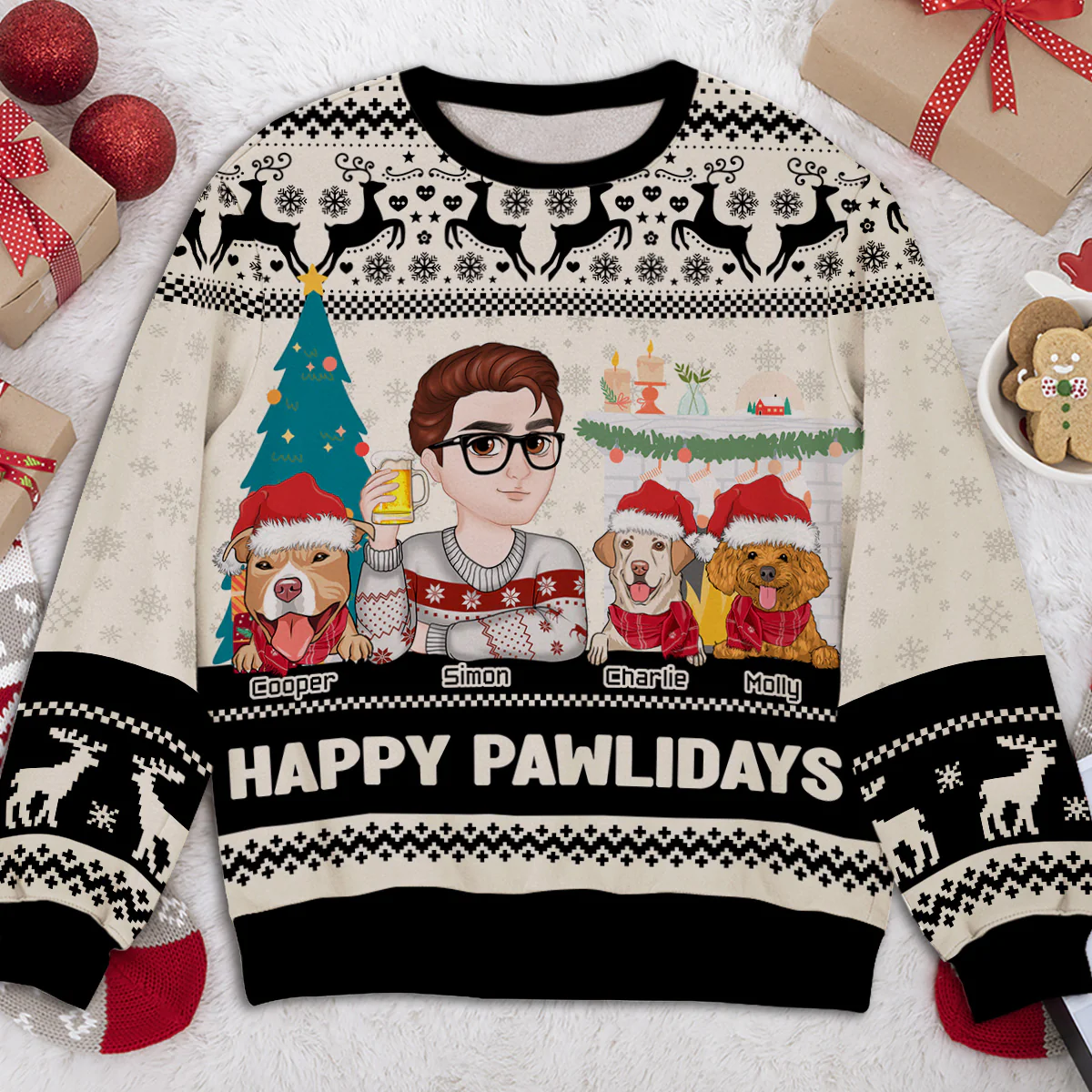 Happy Pawlidays To You - Personalized Custom All-Over-Print Sweatshirt - Image 4
