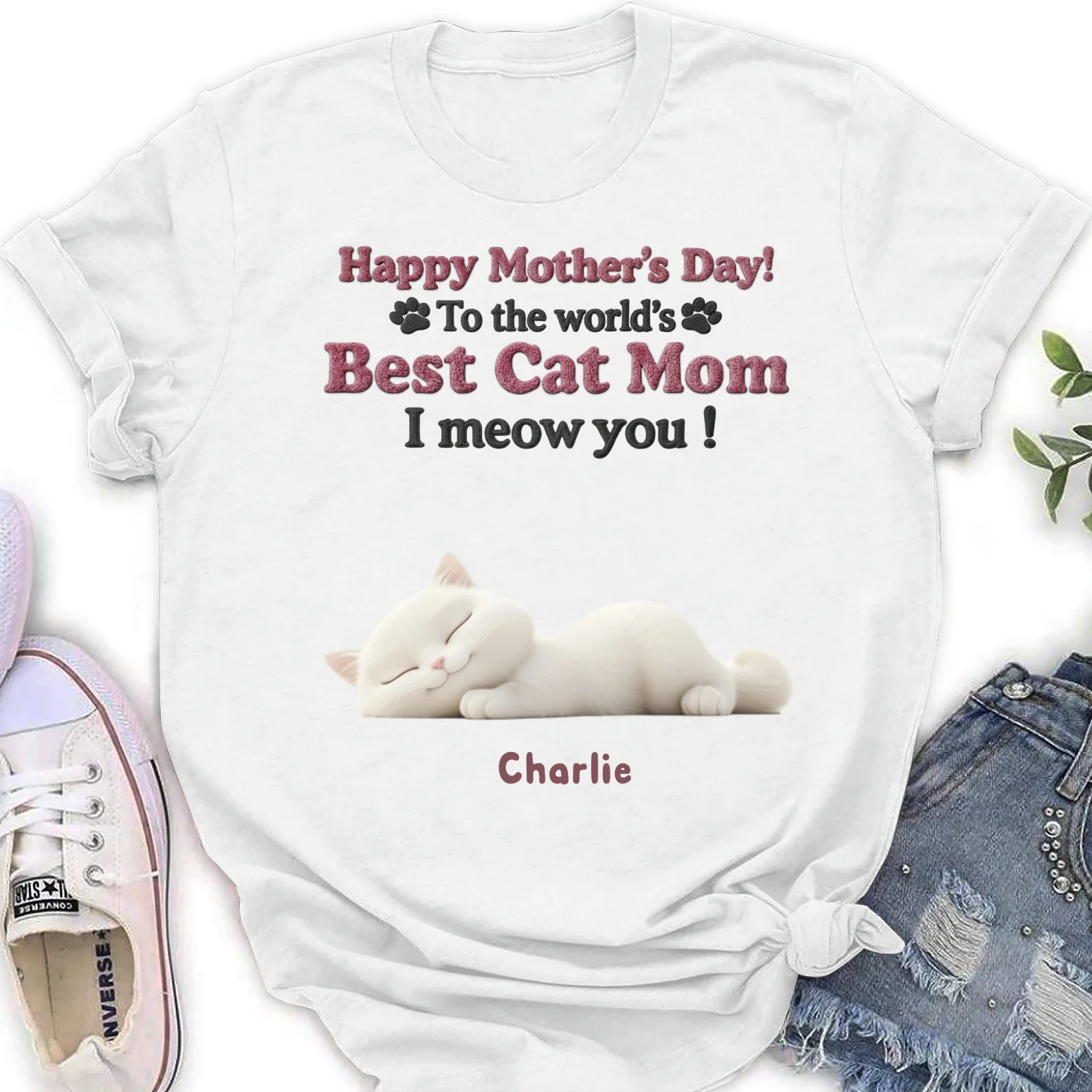 Happy To Be Cat Parents - Personalized Custom Women's T-Shirt - Image 5
