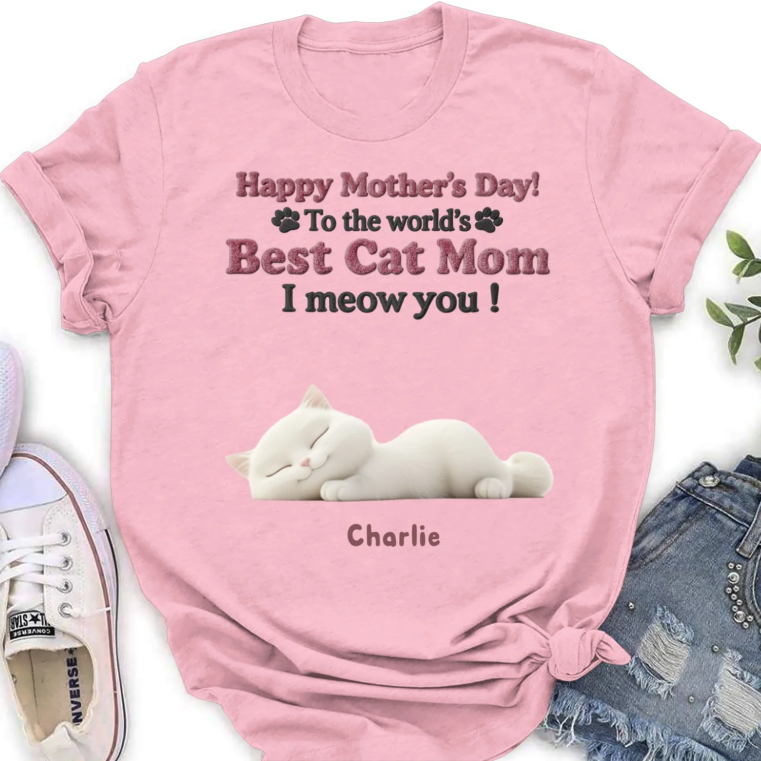 Happy To Be Cat Parents - Personalized Custom Women's T-Shirt - Image 7