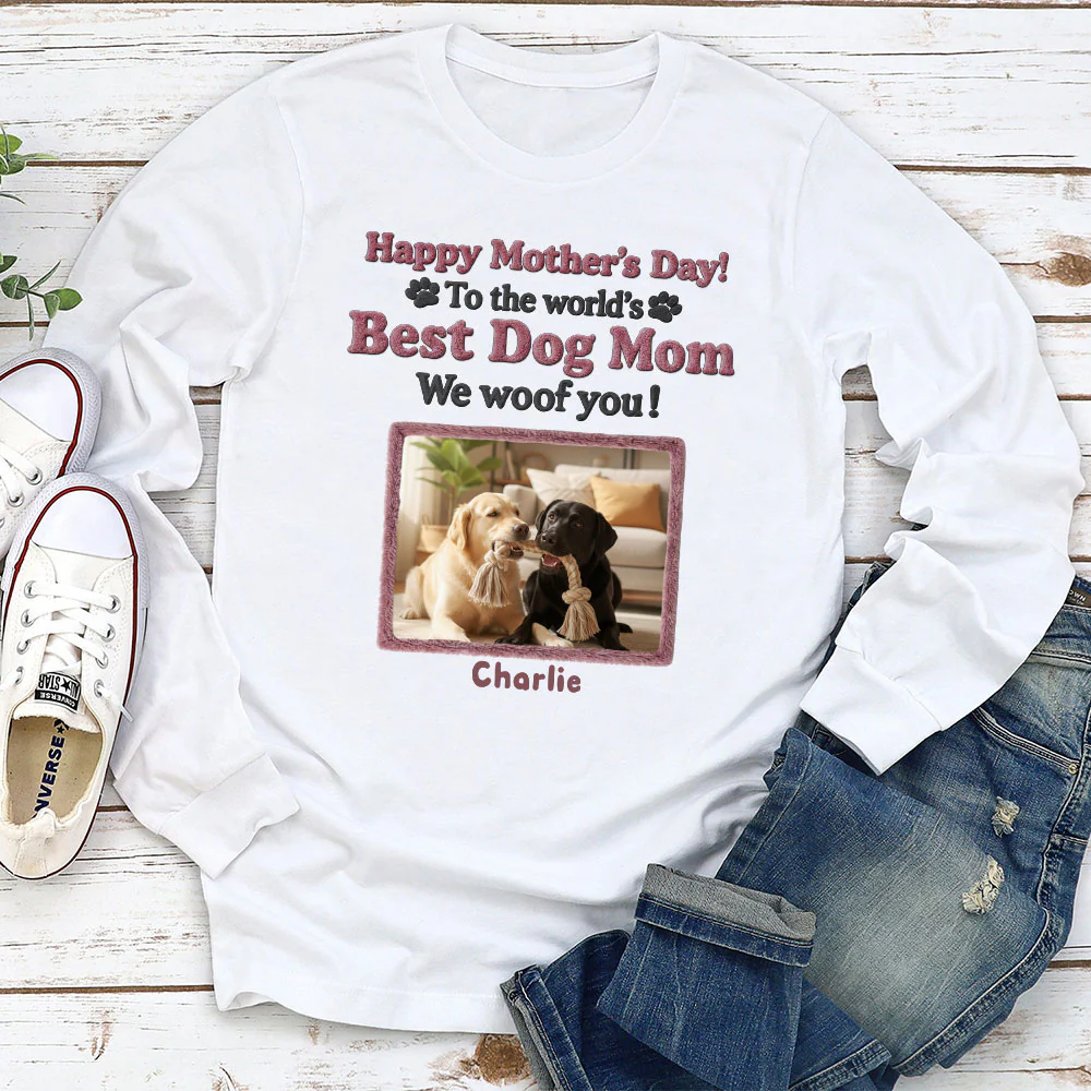 Happy To Be Dog Parents Photo - Personalized Custom Long Sleeve T-Shirt