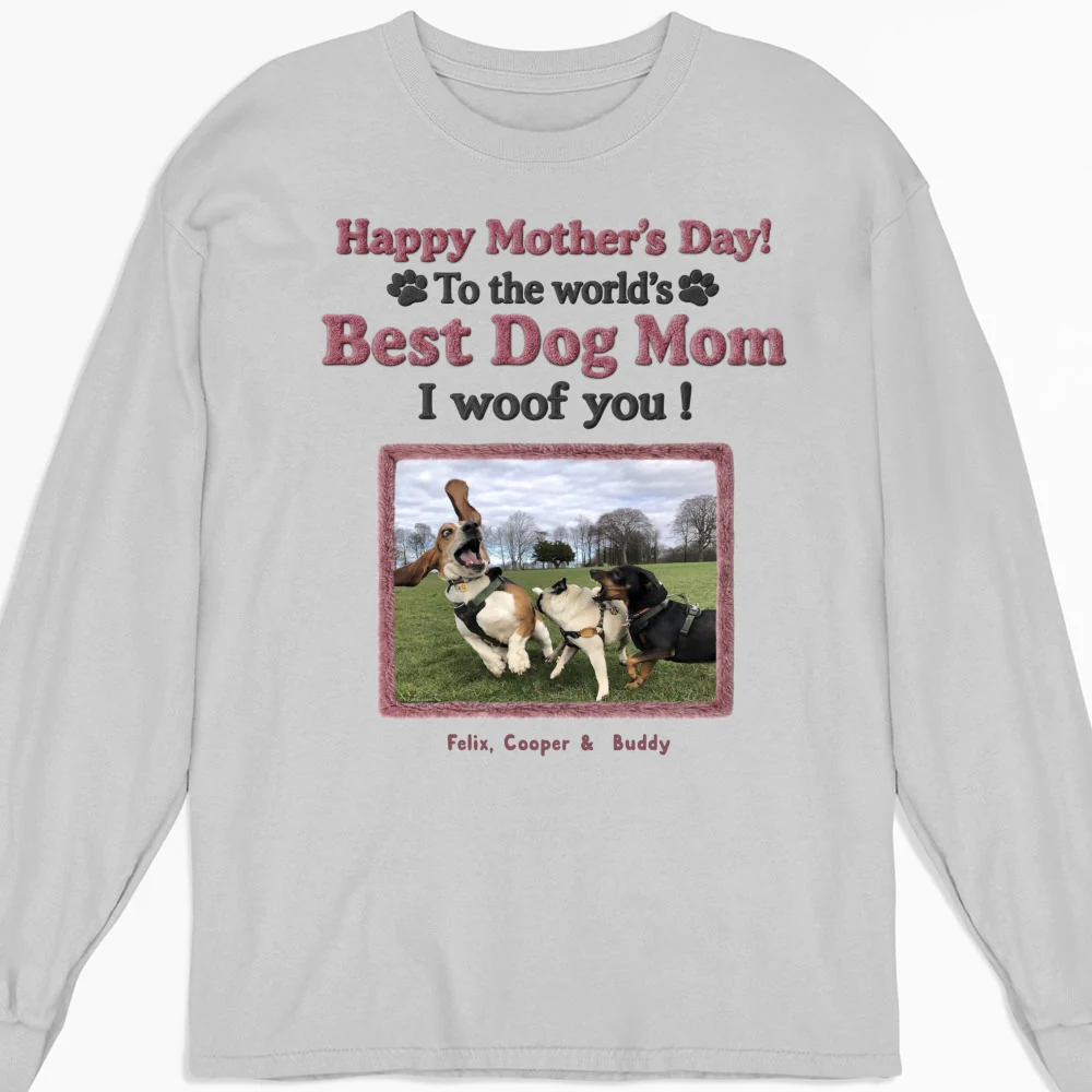 Happy To Be Dog Parents Photo - Personalized Custom Long Sleeve T-Shirt - Image 2