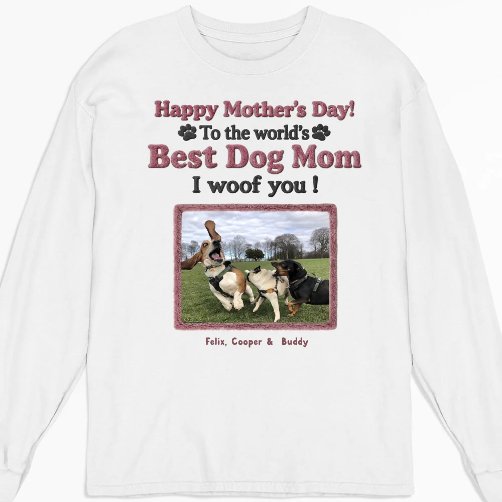 Happy To Be Dog Parents Photo - Personalized Custom Long Sleeve T-Shirt - Image 3