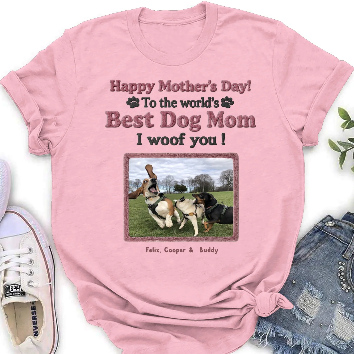 Happy To Be Dog Parents Photo - Personalized Custom Women's T-Shirt - Image 4
